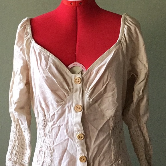 *NEW w/ TAGS* Linen ASOS shirred ruched mini - Picture 3 of 5